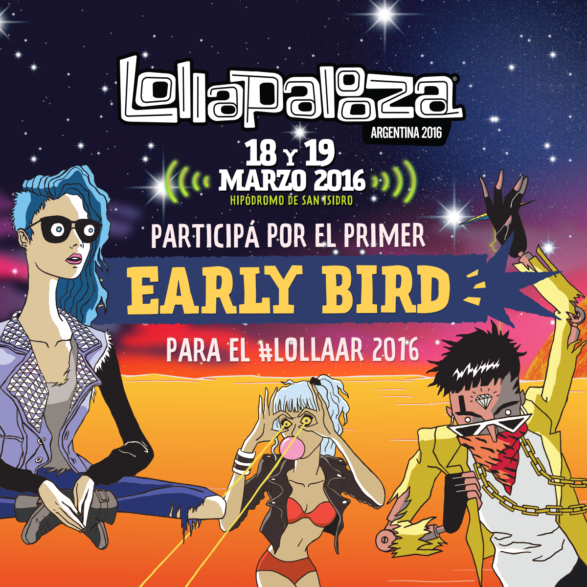 lollapaloozaar's tweet photo. ¡Tenemos los 1ros Early Birds para sortear! Entra a: http://t.co/zjawyXUV2z y participá por tu pase al #LollaAR 2016 http://t.co/rt19aCHHRF