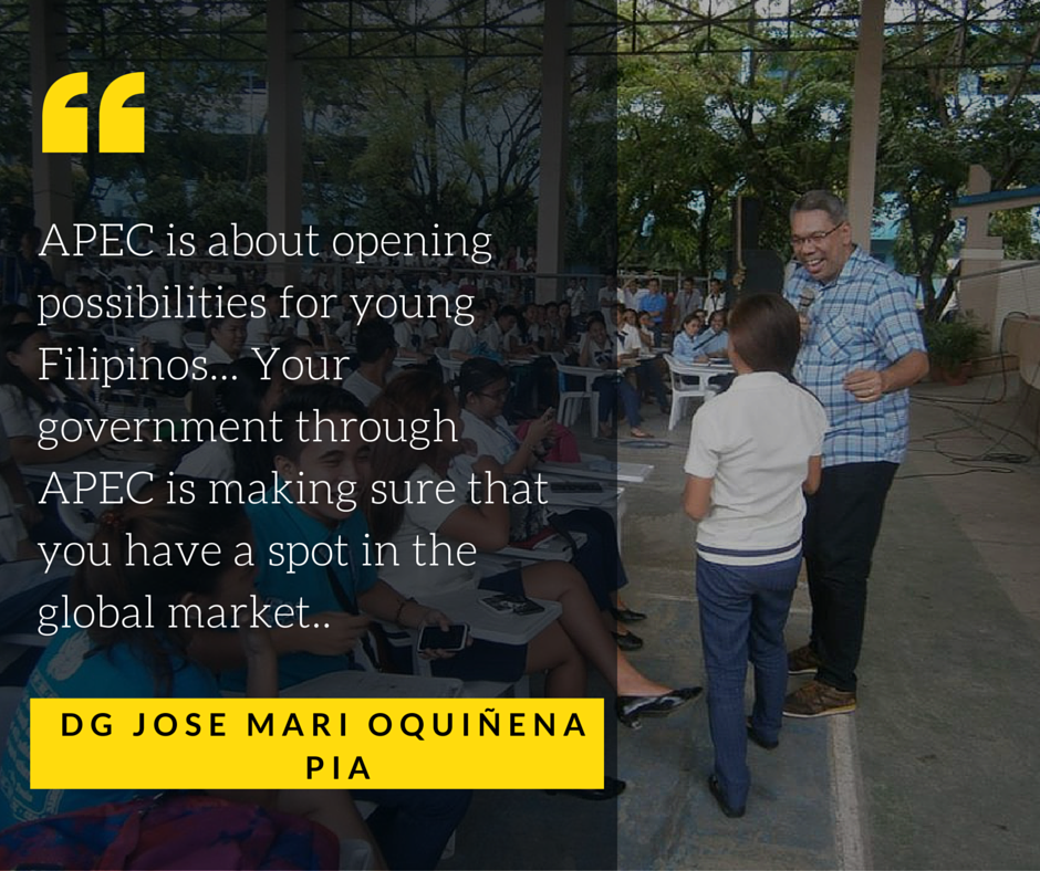 #APEC2015 is about opening possibilities for young Filipinos &amp; preparing them for the global market #PNPforAPEC2015