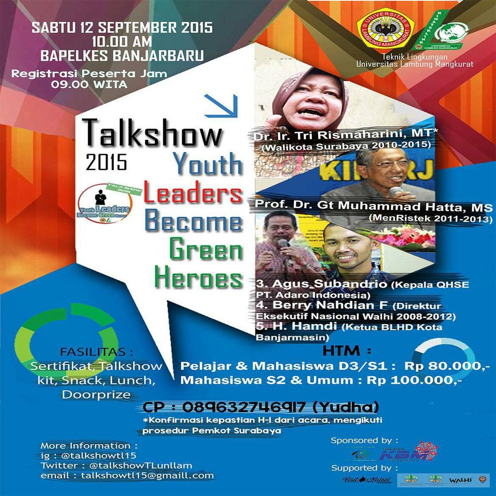 Himateklink Universitas Lambung Mangkurat Present Talkshow 2015 dg Tema "Youth Leaders Become Green Heroes"