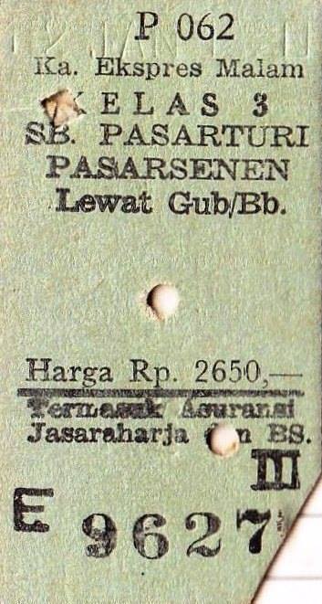 Tiket kereta api. Dari Pasar Turi ke Pasar Senen, harga masih Rp 2.650,- #TempoDoeloe