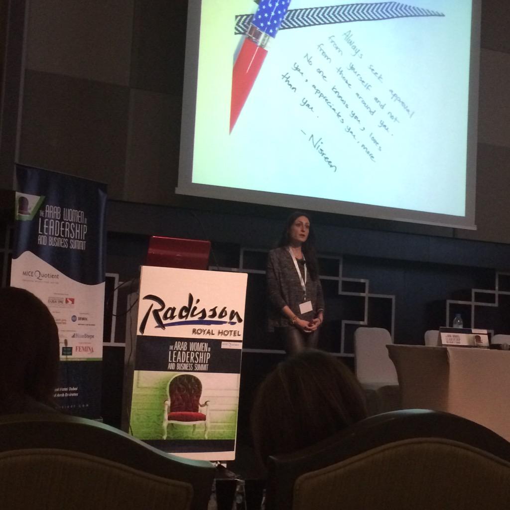Very inspiring presentation by <a href="/nisreen_shocair/">Nisreen Shocair</a> at the Arab Women in Leadership and Business Summit