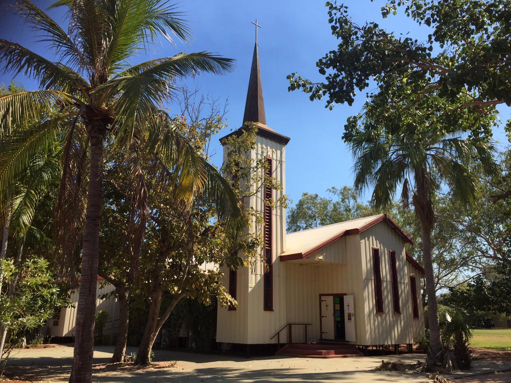 KairosCJ's tweet photo. Who says a tin building can't be beautiful? Our Lady Queen of Peace Cathedral, Broome #ACPA2015 http://t.co/2NKVF6oxAl