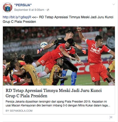 Info: Fanpage di Facebook ini adalah AKUN PALSU yang mengatasnamakan Persija Jakarta. cc: <a href="/sepakbola/">SEPAKBOLA.com</a>