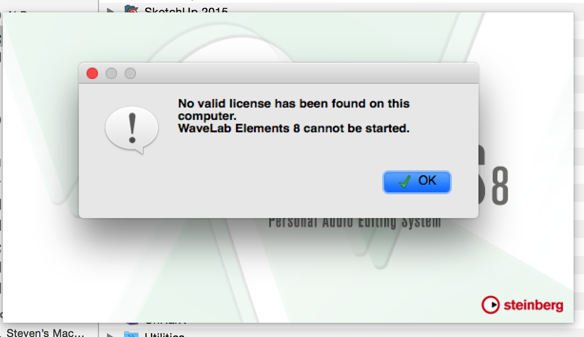 SteveAllen's tweet photo. @SteinbergMedia I just bought Wavelab Elements 8 Installed &amp; it says no valid licence available. How do I fix this? http://t.co/cPF2Hrrark
