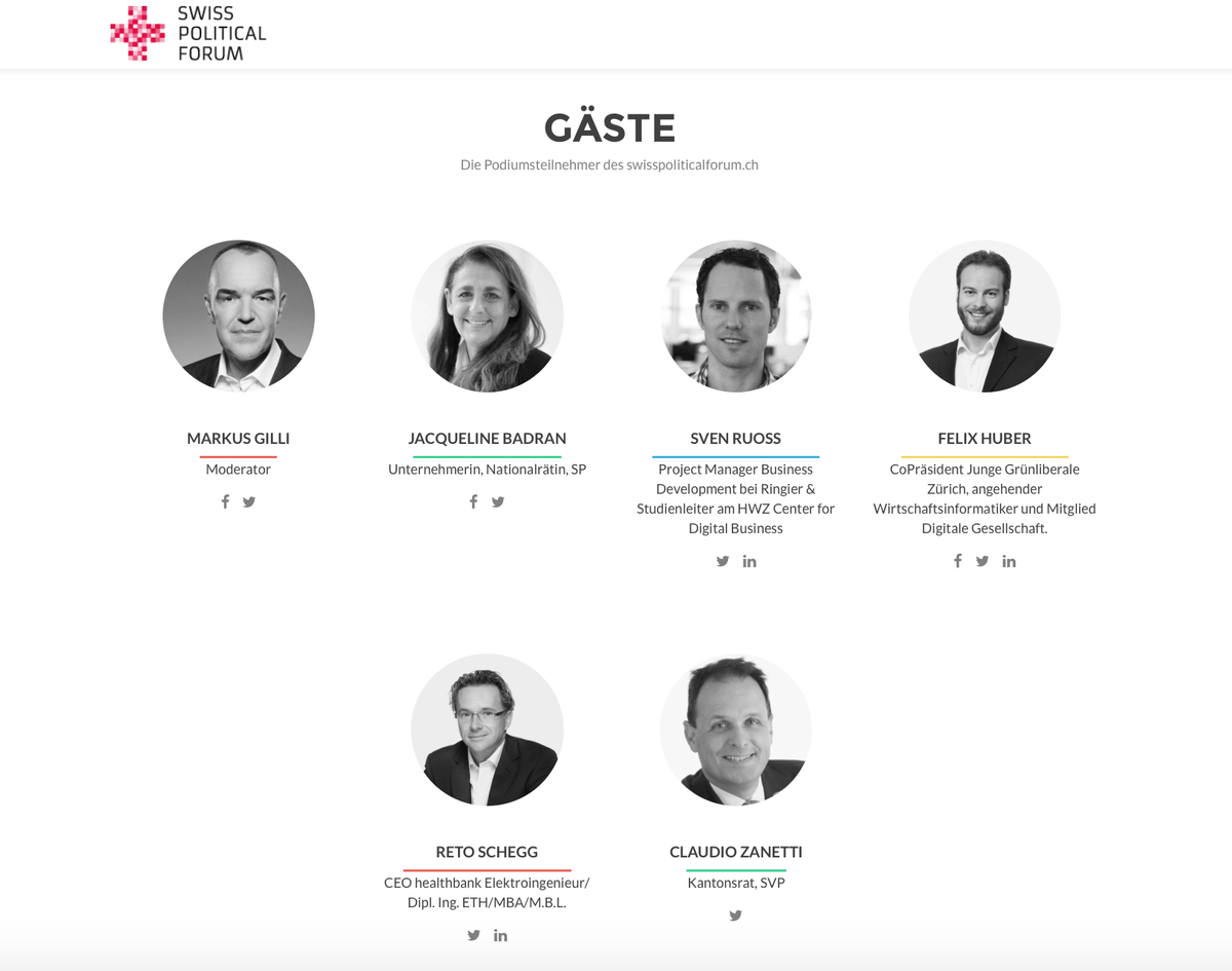#SwissPoliticalForum am 17.9. <a href="/swisspolitical1/">swisspoliticalforum</a> mit <a href="/zac1967/">Claudio Zanetti</a> <a href="/retoschegg/">Reto Schegg</a> <a href="/JayBadran/">Jacqueline Badran</a> <a href="/huberfe/">Felix Huber @felix@huber.social 💉💉🚀🚀🚀</a> <a href="/SvenRuoss/">Sven Ruoss</a> <a href="/MarkusGilli/">Markus Gilli</a>