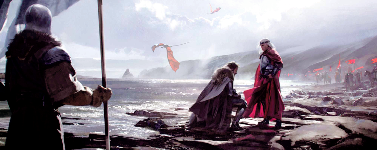 The Starks bending their knee to the Targaryens. #TorrhenStark #AegonTargaryen #TBT