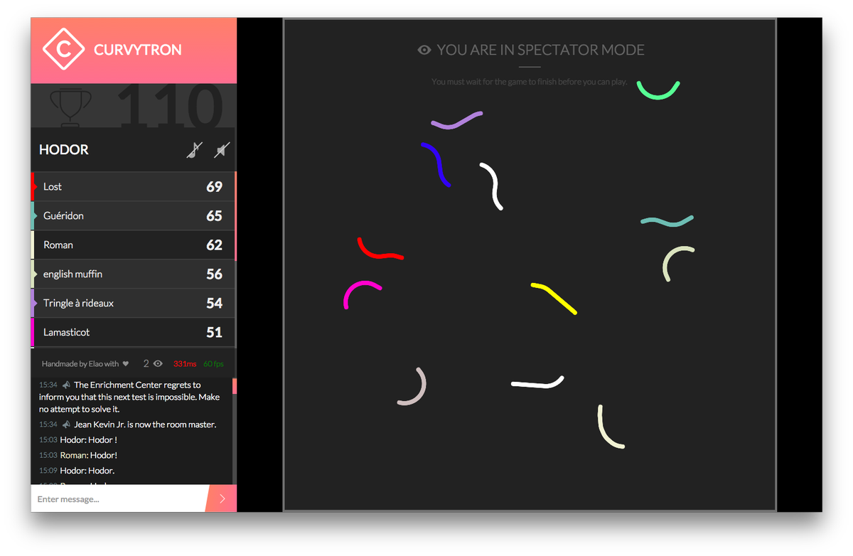 HODOR! curvytron.com/#/game/Hodor