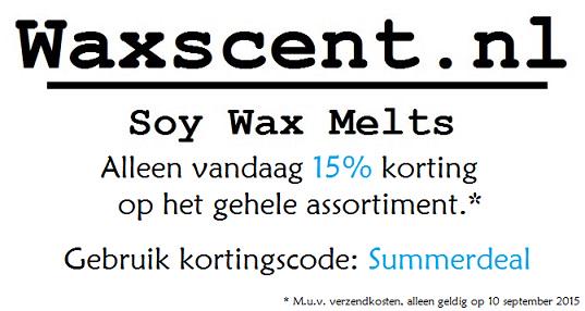 Alleen vandaag 15% korting op waxscent.nl Gebruik kortingscode: summerdeal #korting #waxmelts #webshop