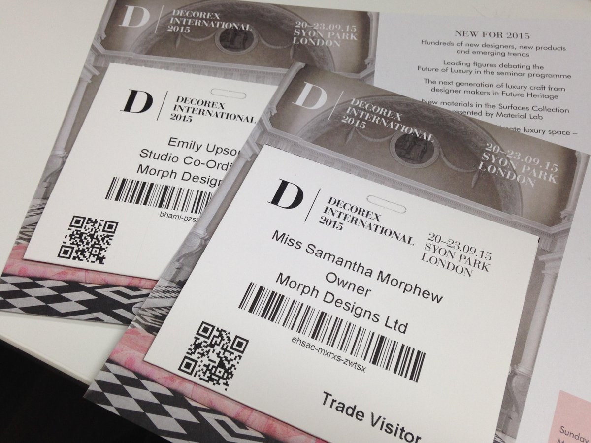 MorphDesignsLtd's tweet photo. Trade passes have just arrived! @Decorex_Intl #interiordesign @EmilyIris9 #countingdownthedays http://t.co/xovJAJ7tkt