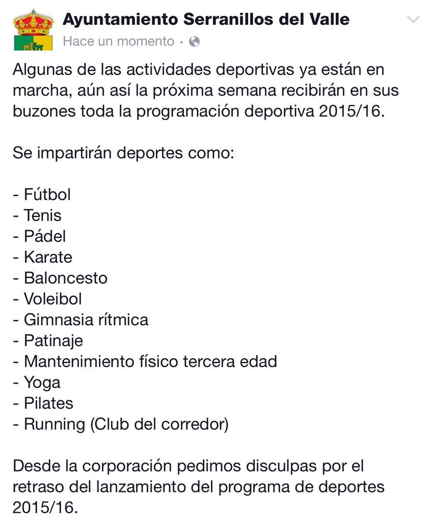 AytoSerraValle's tweet photo. Deporte #SerranillosDelValle 2015/16 http://t.co/x4fR4kV0dC