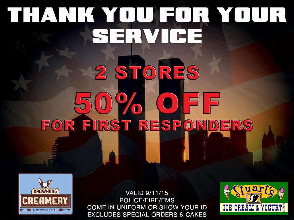 StuartsofNovi's tweet image. Tomorrow 50% OFF for first responders!
Spread the word and share 
#novi #september11 #thankyou