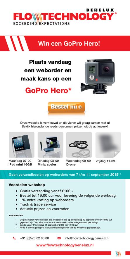 Flowtechnology1's tweet image. Plaats vandaag een weborder en maak kans op een GoPro Hero! Kijk voor meer informatie op flowtechnologybenelux.nl/nl/newsdetails…