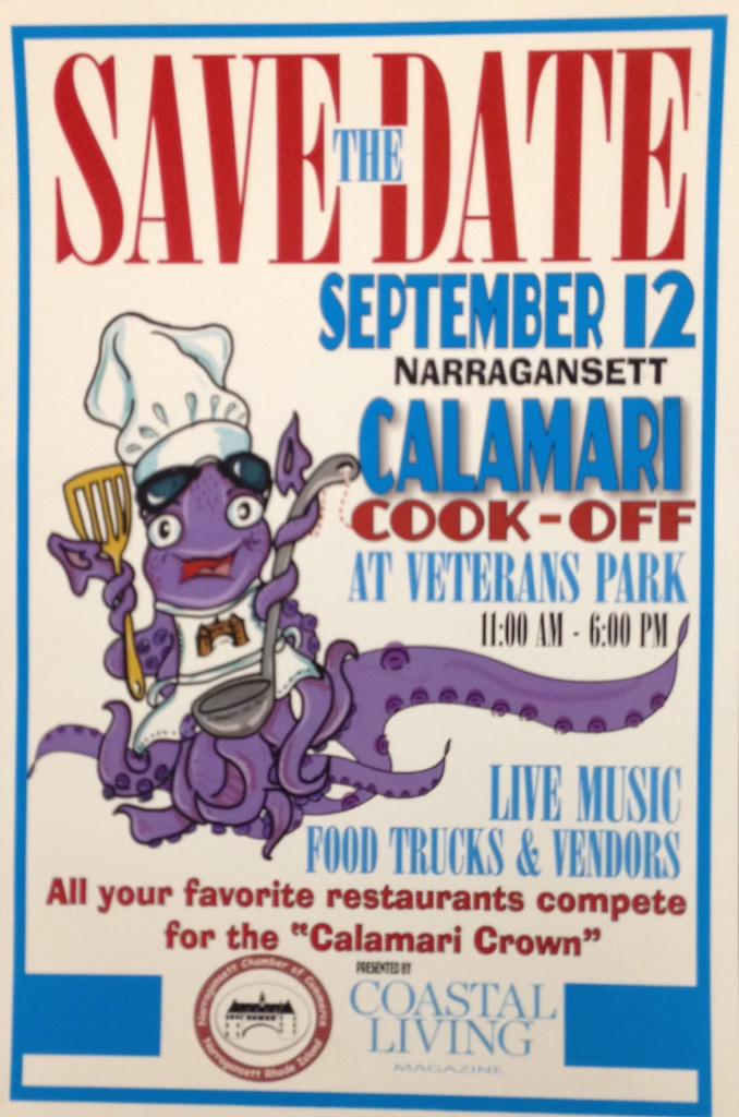 Join us this Saturday, September 12th in Narragansett RI for the Calamari Cook Off! 11am -6 pm at Veterans Park!
