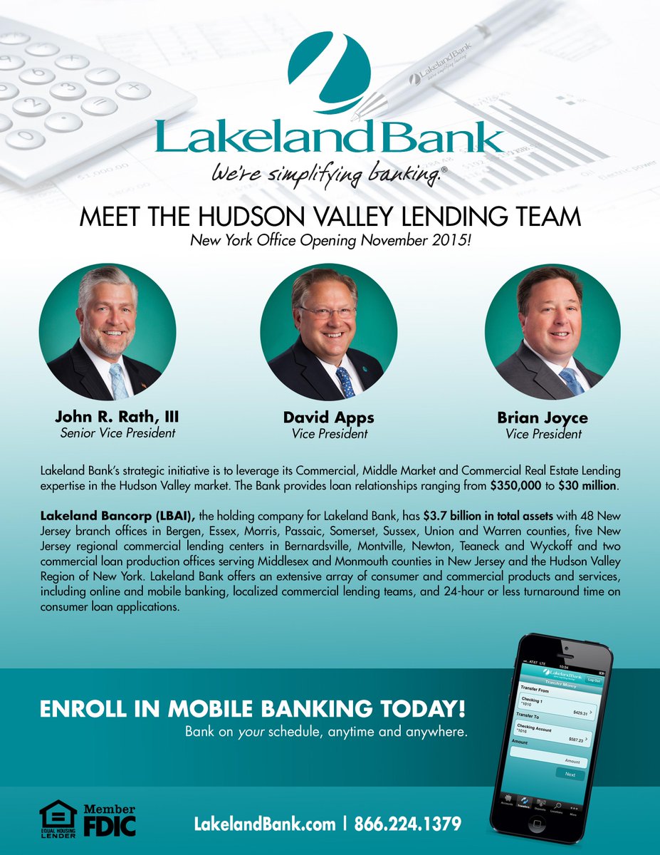 The Orange County Partnership would like to welcome Lakeland Bank as a new investor!