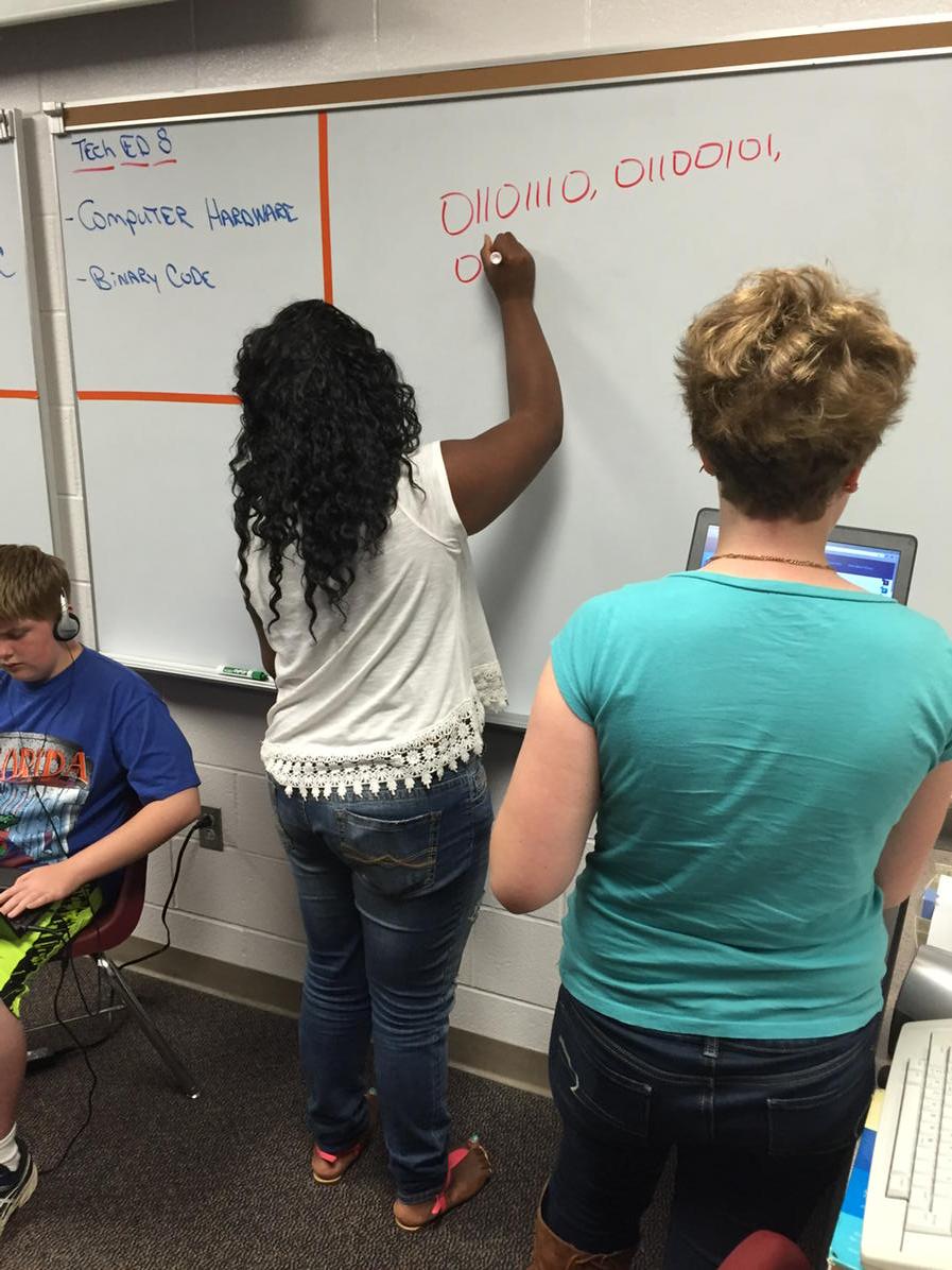 DCS_Level's tweet image. Students leaving a message in binary code for the next class.