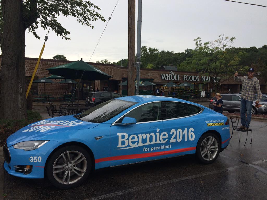 Why This Guy Tricked Out His Tesla for Bernie Sanders