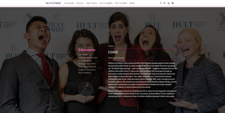 Esade's tweet photo. RT @ESADEGarage Next 26th Sep Final @hultprize. #GoEducuento!!! @AnneKiehl @theESADEmba http://t.co/qKfug8THoa http://t.co/PDmTla99pR