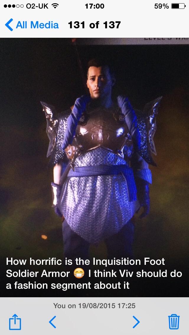 Hello darlings and welcome to another edition of #WhyWouldYouWearThat. Today - The Inquisition foot soldier armour.>