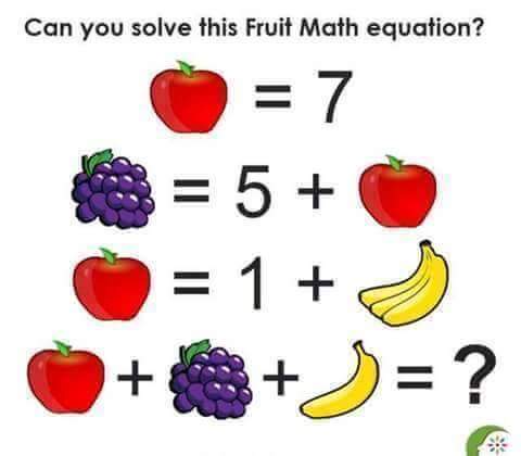 sweetacacia20's tweet image. #MathAddicts #Math #SolveIt #SolveItYourself #WhatDoYouGet #Apples #Banana #Bananas #Grapes #Etc