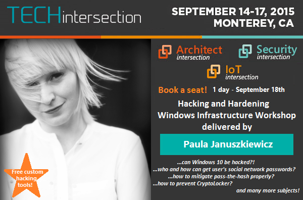 Techintx's tweet photo. Top 10 deadly security mistakes discussed in details on Paula’s Januszkiewicz hacking workshop! @paulacqure #TECHintx http://t.co/X1JiJVKRpX