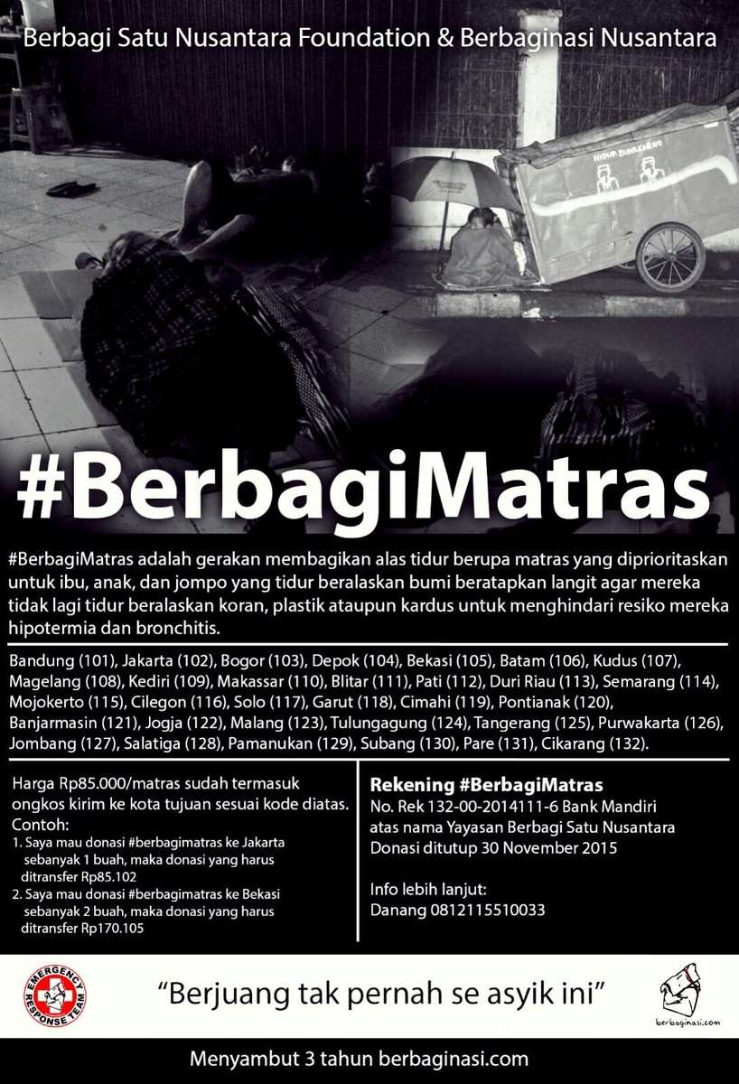 Berbagi Satu Nusantara Foundation dan Berbaginasi Nusantara mempersembahkan:
#berbagimatras