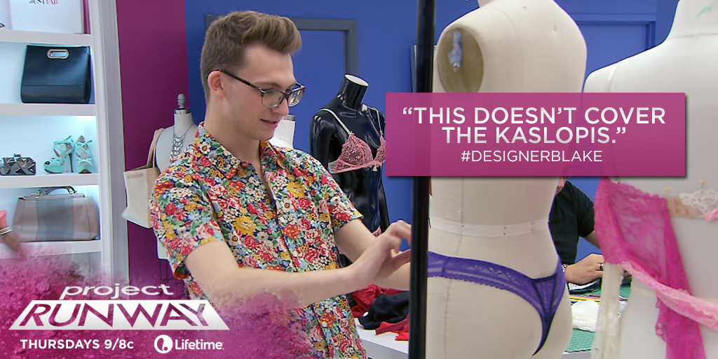 ProjectRunway's tweet image. Kaslopis: what’s happening ‘down there’ with women. #DesignerBlake #ProjectRunway