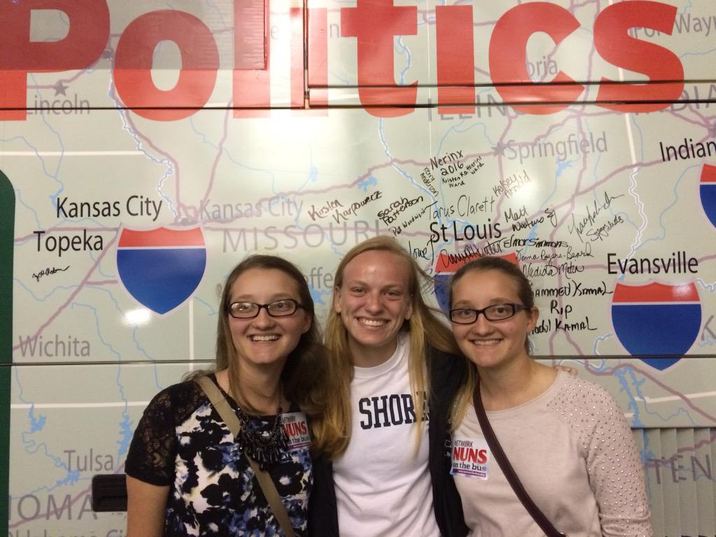 nerinxhall_2016's tweet photo. Some of our seniors repping Nerinx Hall at the Nuns on the Bus presentation! http://t.co/qlTgh6fcrg