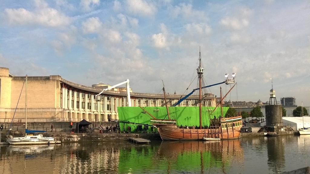 It's all go on the harbourside this morning. The pirates have come for breakfast! #Matthew #Bristol #filming