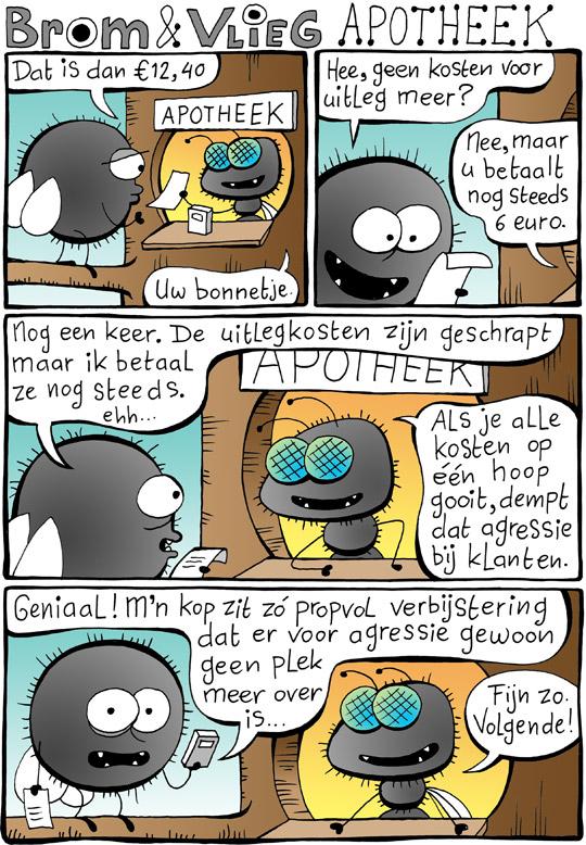 BromEnVlieg's tweet image. Bij de apotheek stonden de uitlegkosten ineens niet meer op de bon. Nieuwe strip&amp;gt;