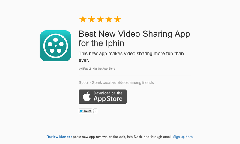 TheSpoolApp's tweet image. 5 Star Review &quot;Best New Video Sharing App for the Iphin: This new app makes video sharing m…&quot; launchkit.io/reviews/WfF6bz…