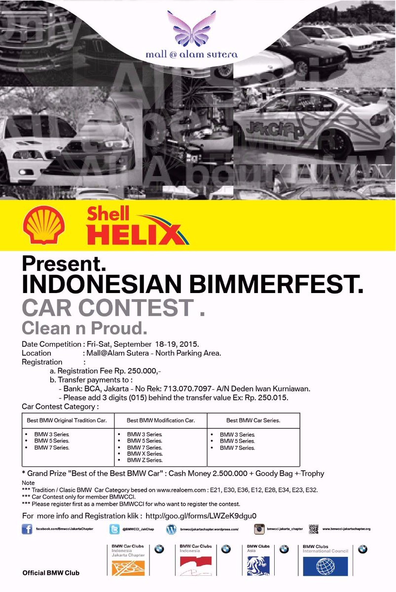 Calling all Bimmers enthusiast in Indonesia..
Indonesian Bimmerfest 15 at Mall @ Alam Sutera