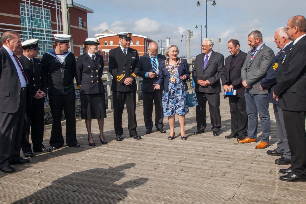 The Mayor - Councillor M Parker welcoming guests and the Ship's Company of HMS Blyth yesterday @RoyalNavy #blyth