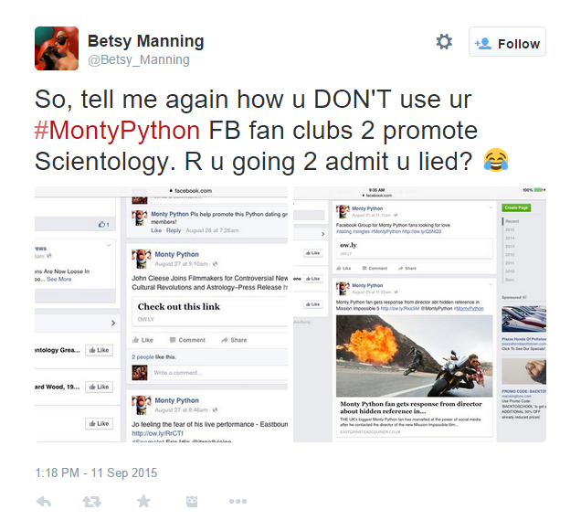 gemthetwit's tweet image. How does promoting a MI story with Python theme = scientology? Are you saying MI = scientology? #scrapingthebarrel?