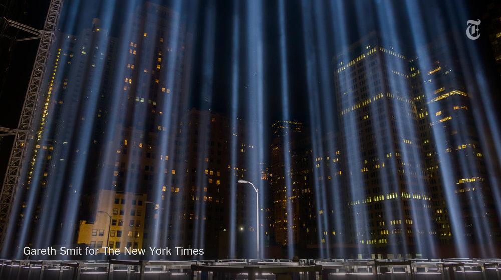 nytimes's tweet photo. The Tribute in Light marks the 14th Anniversary of 9/11 http://t.co/fUXoQSFK6O http://t.co/tJakkcvYdu