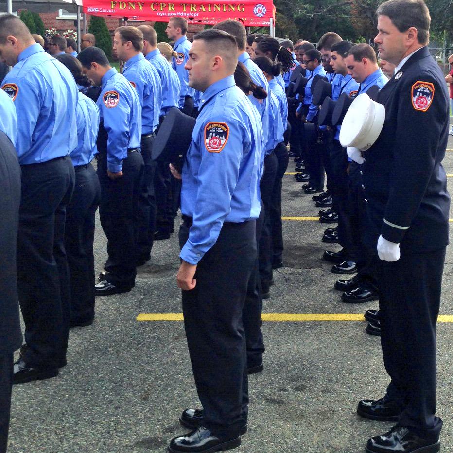 Members observe a first moment of silence at #FDNY EMS Training Academy at Fort Totten in #Queens.