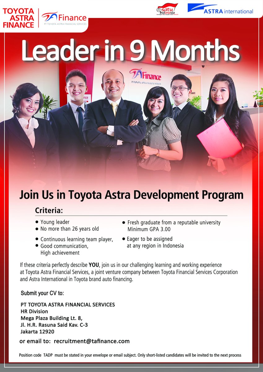 #AstraCareer Toyota Astra Finance MT  | <a href="/CDCUIcareer/">CDC UI</a> Balairung UI | 17-19 Sept 2015 | @ToyotaAstraFin <a href="/anakuidotcom/">anakUI .com</a>