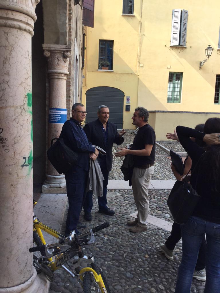 Einaudieditore's tweet photo. The summit. 
#FestLet 
(@MassimoCarlotto, Maurizio de Giovanni e Antonio Manzini) http://t.co/hL9aP5A0Kc