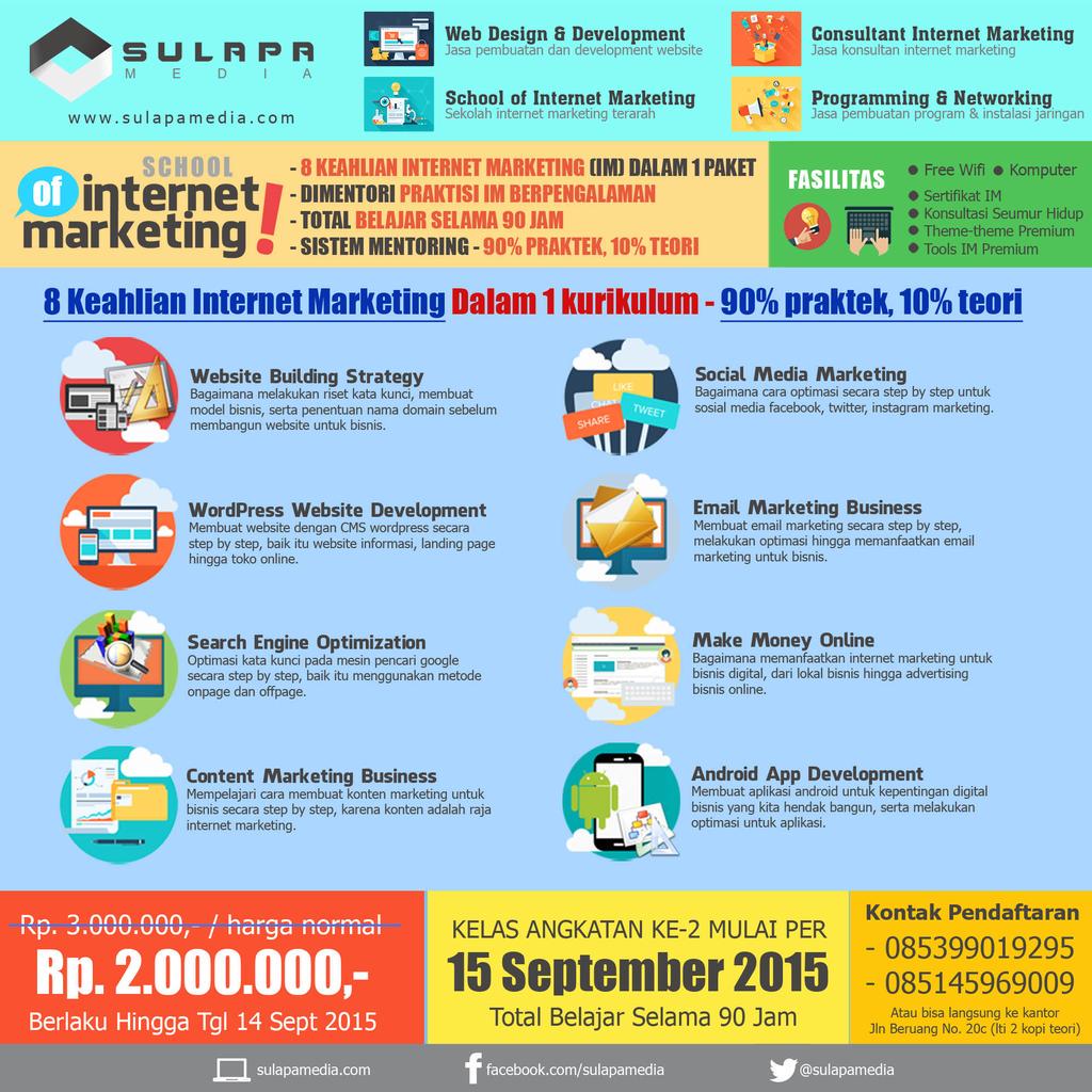 Perpanjangan masa pendaftaran angkatan ke-2 sekolah internet marketing sulapamedia.com - hingga 14 Sept 2015.