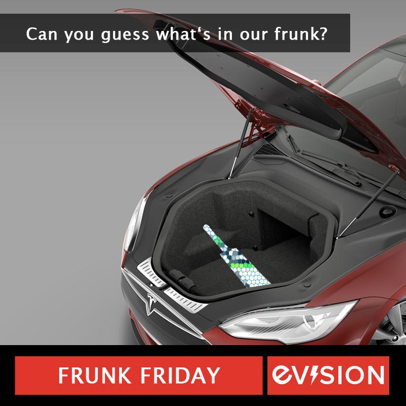 EVisionEVs's tweet photo. Frunk Friday - Can you guess what's in our frunk this week?? #FrunkFriday 

Answer Revealed at 4pm http://t.co/77SHHLLOAR