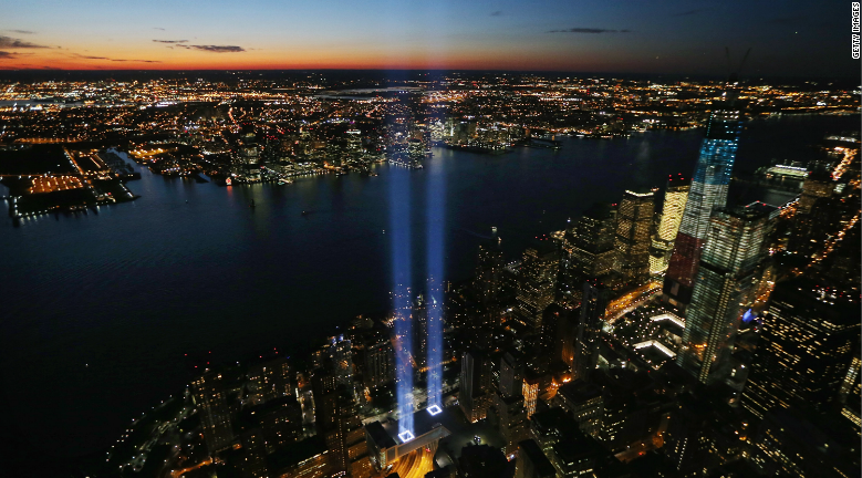 CNNThisMorning's tweet photo. 14 years later, it still hurts. The nation pauses to remember September 11, 2001: http://t.co/osVbjfuT0v #5Things http://t.co/1Xa9TiOoRg