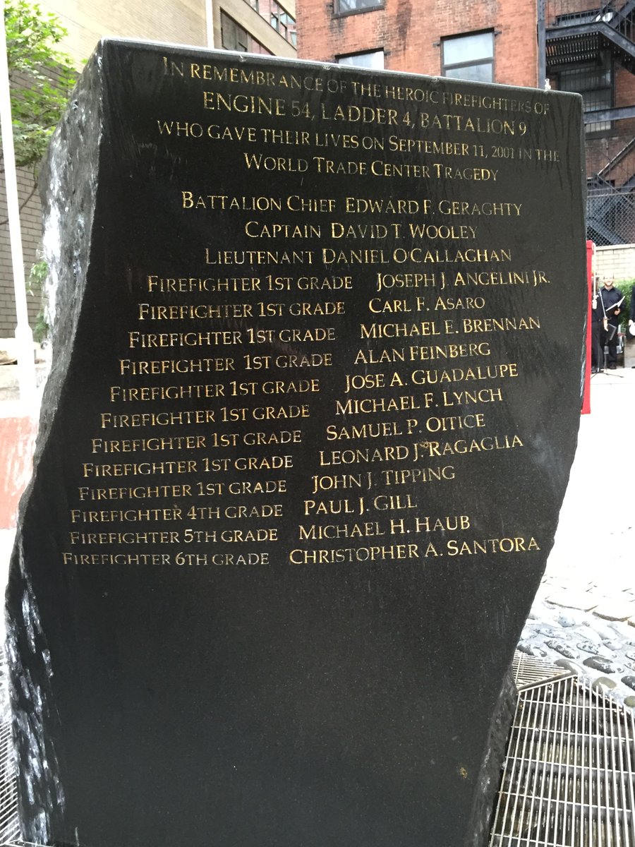 Every September 11, members of #Engine54 #Ladder4 #Battalion9 in #Midtown remember their brothers who never returned