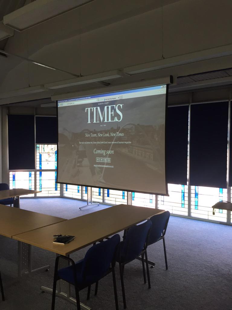 Presenting the <a href="/NETimesmagazine/">North East Times</a> brand to <a href="/NCLCollege/">Newcastle College</a> Nice to see the landing page on a large screen #GetwiththeTimes