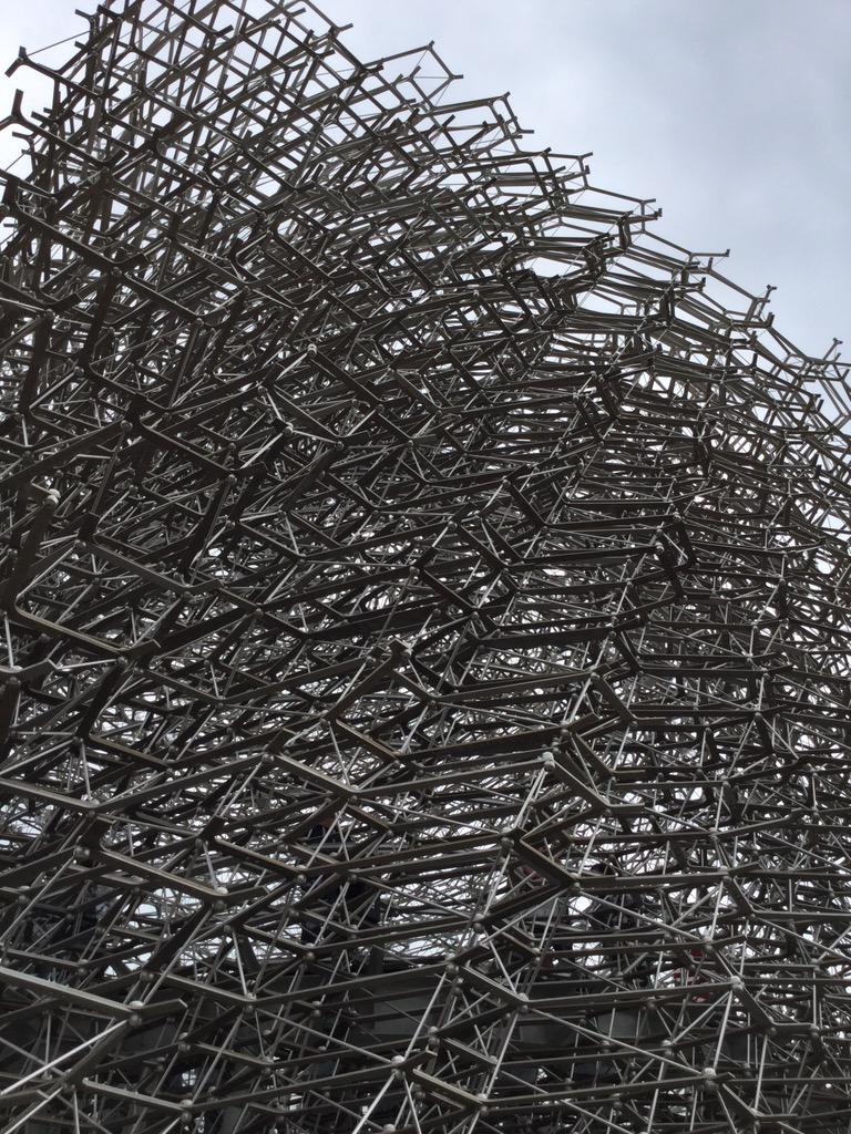 horizonproteins's tweet photo. Made it to the UK Pavillion at #milanoexpo with @ZeroWasteScot! Listening to the bee hive sculpture hummmmm http://t.co/lGFlkyIiJD