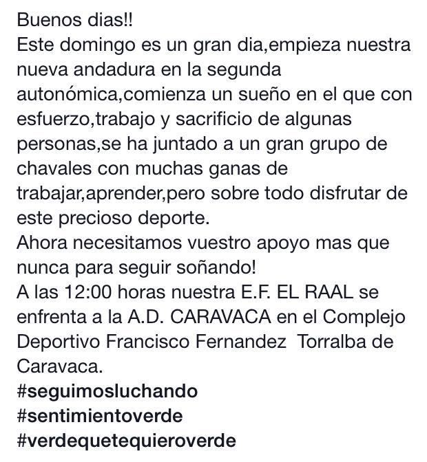 Domingo 13 a las 12:00h @adcaravaca - <a href="/raal_el/">E.F. El Raal</a> 
<a href="/treceraG13/">Trecera.com ⚽️</a> <a href="/ffrm_es/">FFRM</a>