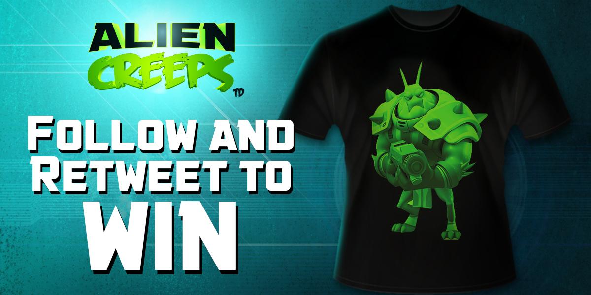 outplayent's tweet photo. It's #FreebieFriday! For your chance to #win an exclusive #AlienCreepsTD T-shirt, just follow and RT! #giveaway http://t.co/wIsjxVXU0S