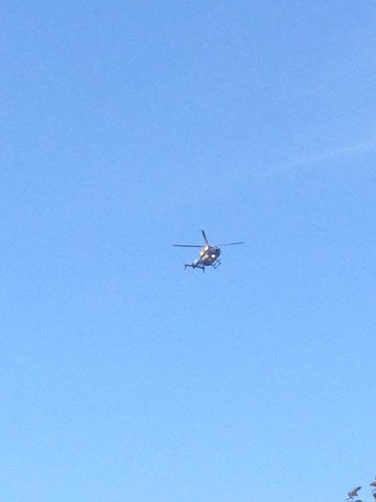 DukeofTweni's tweet photo. Police chopper over Thorpe Hall golf course, must be a woman in the members bar. http://t.co/JigiBJ02Vn