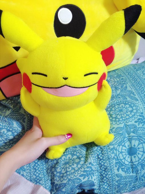 きのう、ゲーセンでともだちが5000円ぐらいでとったピカチュウ。  可愛すぎかよ！！！ http://t.co/MFi9y9RsEx