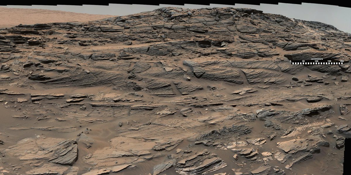 MarsCuriosity's tweet photo. The spice must flow, but this dune is petrified. This Mars sandstone likely deposited by wind http://t.co/sjFdNMYb2W http://t.co/ycOdl0XMS3