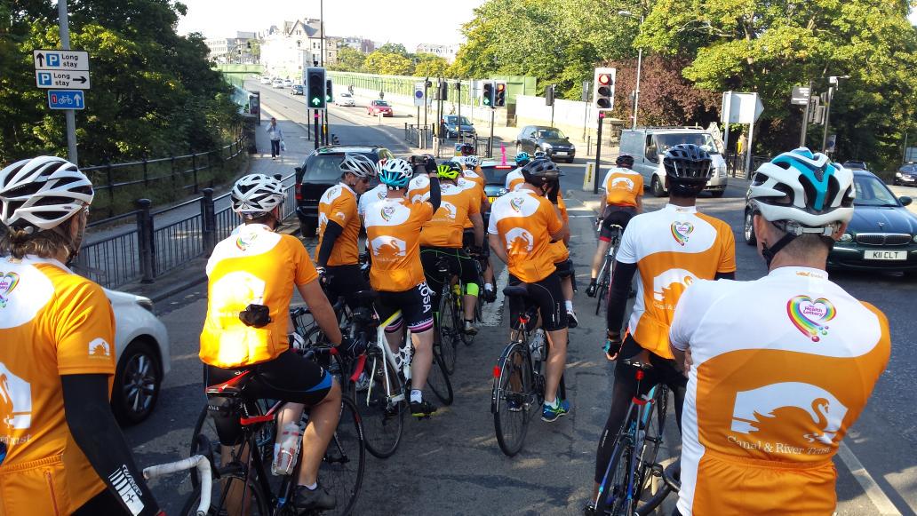 Riding into Scarborough at the end of the charity ride. #GreatBritishbikeoff