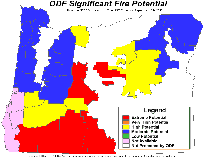 pnwvost's tweet photo. #Oregon Significant Fire Potential Map 20150910 http://t.co/DveNLjEvhv #ORfire ^MARH http://t.co/dGRIqG0AfA